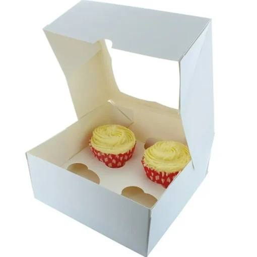 Cupcake Doosje 4 Wit (incl. tray met venster) 3st.