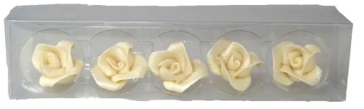 Marsepein Rozen 5 Blads 40mm 5 stuks, Zilver klein