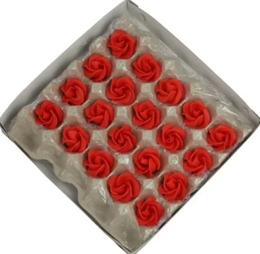 Marsepein rozen 5 blads 35mm 10 stuks, Rood Luxe