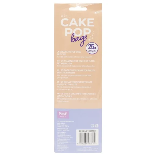 PME Cakepop zakjes met zilveren strikjes 25x7,6cm 25st.