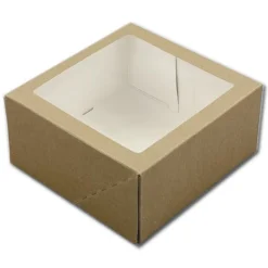 Taartdoos met venster 19x19x9cm. Kraft 50st