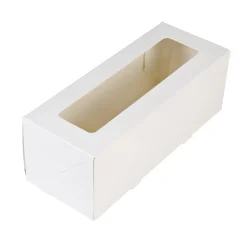 Taartdoos met venster 26x12x7cm. Wit 50st