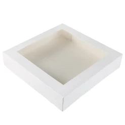 Taartdoos met venster 30x30x6cm. Wit 3st