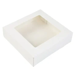 Taartdoos met venster 19x19x5cm. Wit 3st