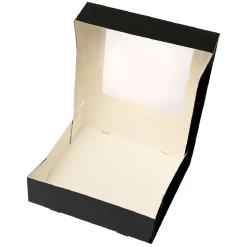 Taartdoos met venster 19x19x5cm. Zwart 3st