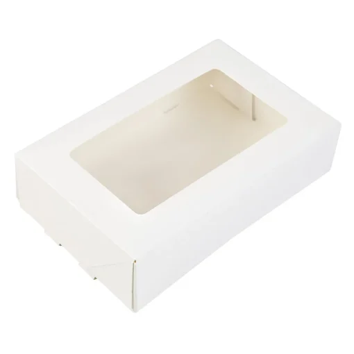 Taartdoos met venster 19x12,5x5cm. Wit 50st